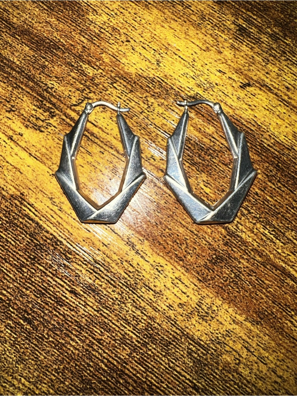 Geometric Silver Hoop Earrings